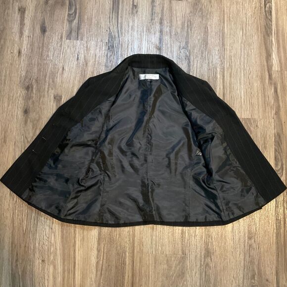 Tahari Arthur S Levine Black Pinstripe Blazer‎ Suit Jacket Sz 10P Petite - Picture 3 of 8